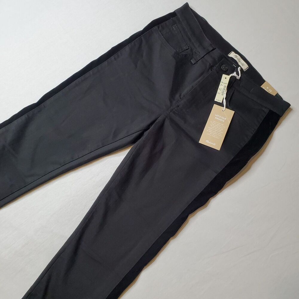 Madewell Women's Size 28 NWT Mid-Rise Skinny Jeans Velvet Stripe Black H2258